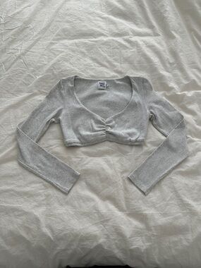 Princess Polly grey ultra cropped top